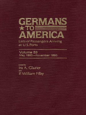 cover image of Germans to America, Volume 59 May 1, 1890-Nov. 28, 1890